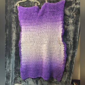 Purple and White Crochet Blanket 29 x 51